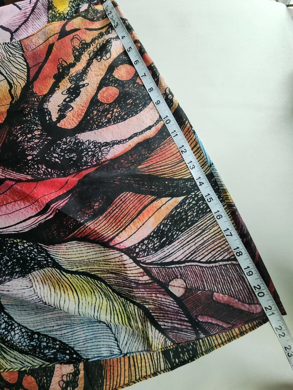 New Cocoon House Scarf Artsy Handmade 100% Silk Poncho Multi-Color Printed O/S